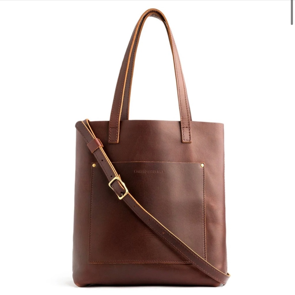 Portland Leather Crossbody Tote Cognac